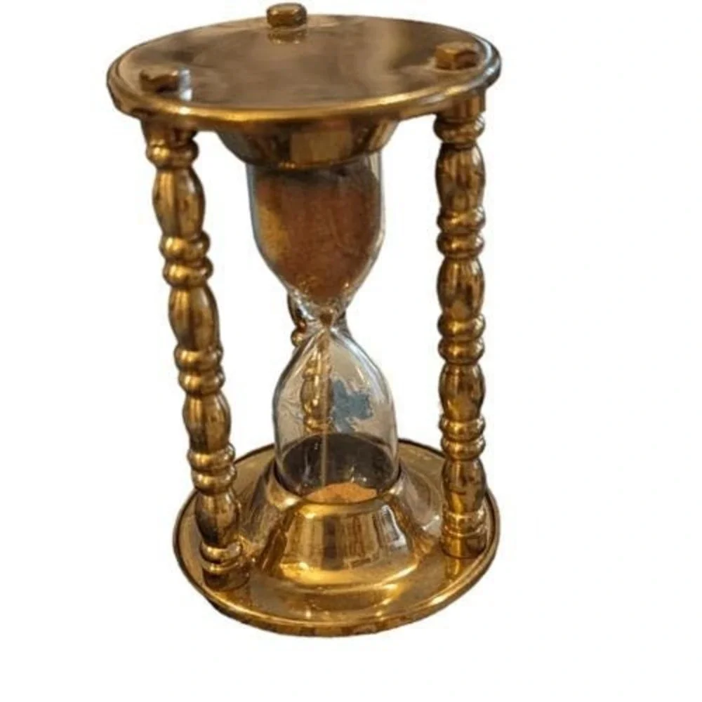 Vintage Gold Tone metal‎ hourglass timer